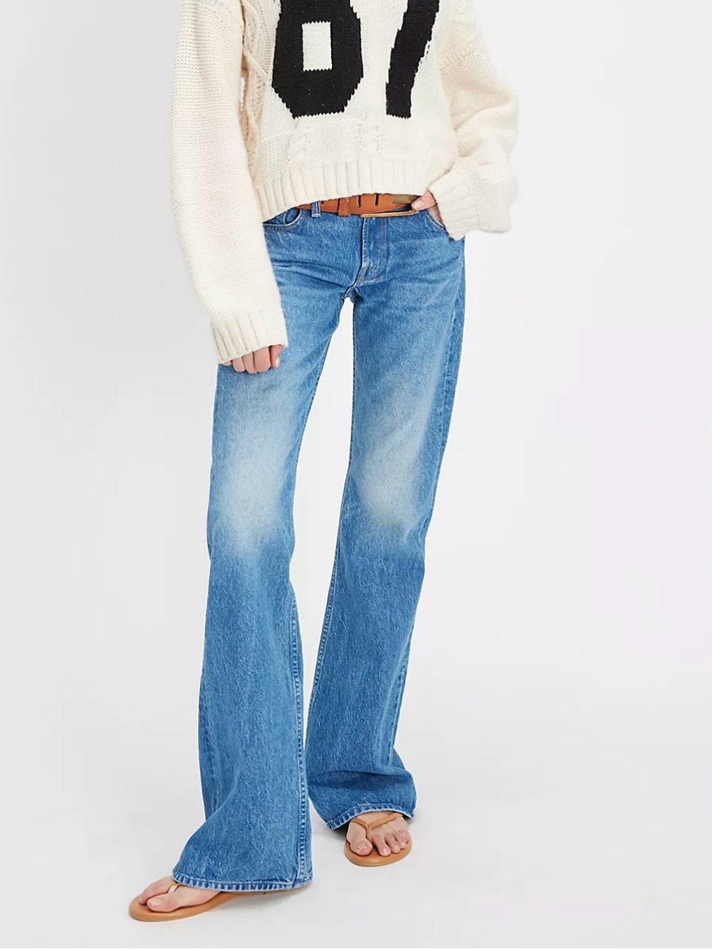Classic High-Rise Blue Flare Jeans - Women's
